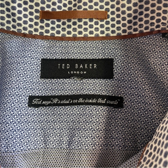 Ted Baker London Men's Button-Up Shirt Blue Size 3 (Medium) - Picture 9 of 11